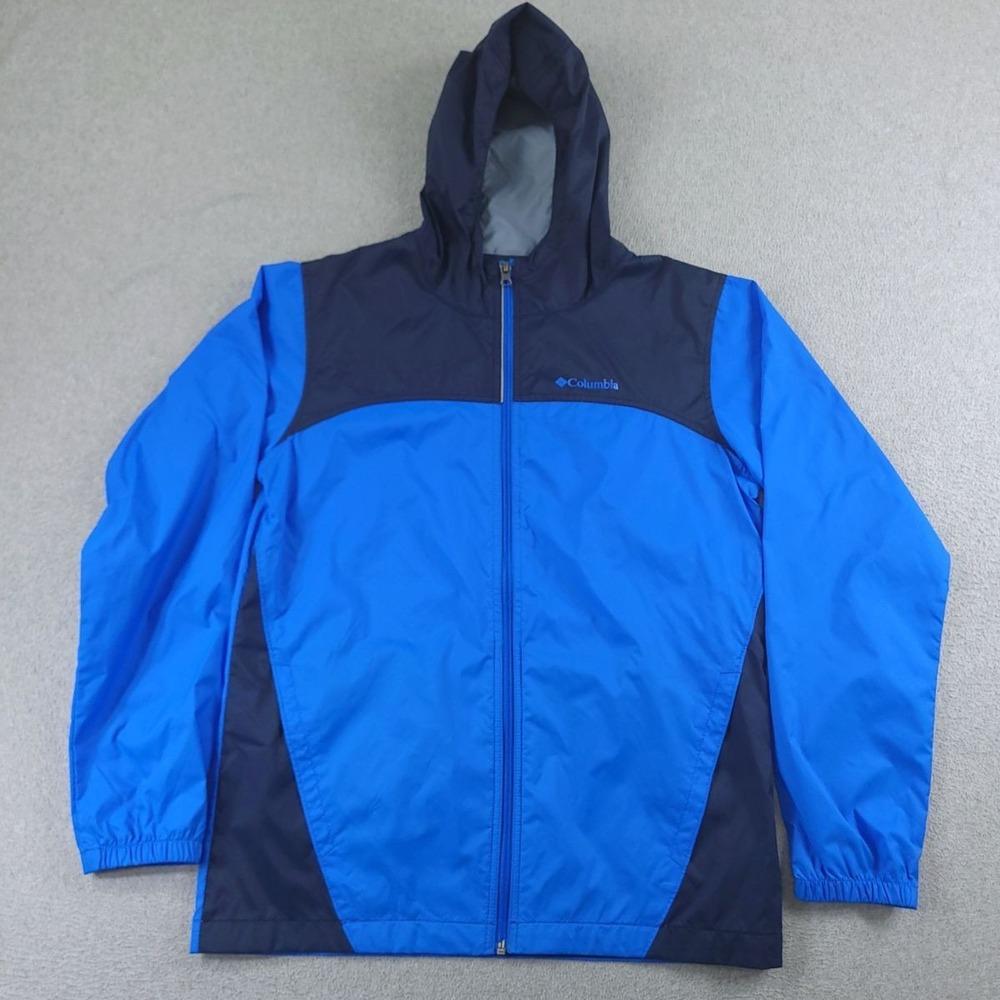 Columbia Glennaker Jacket Boys XL Blue Colorblock Waterproof Hooded RB3416